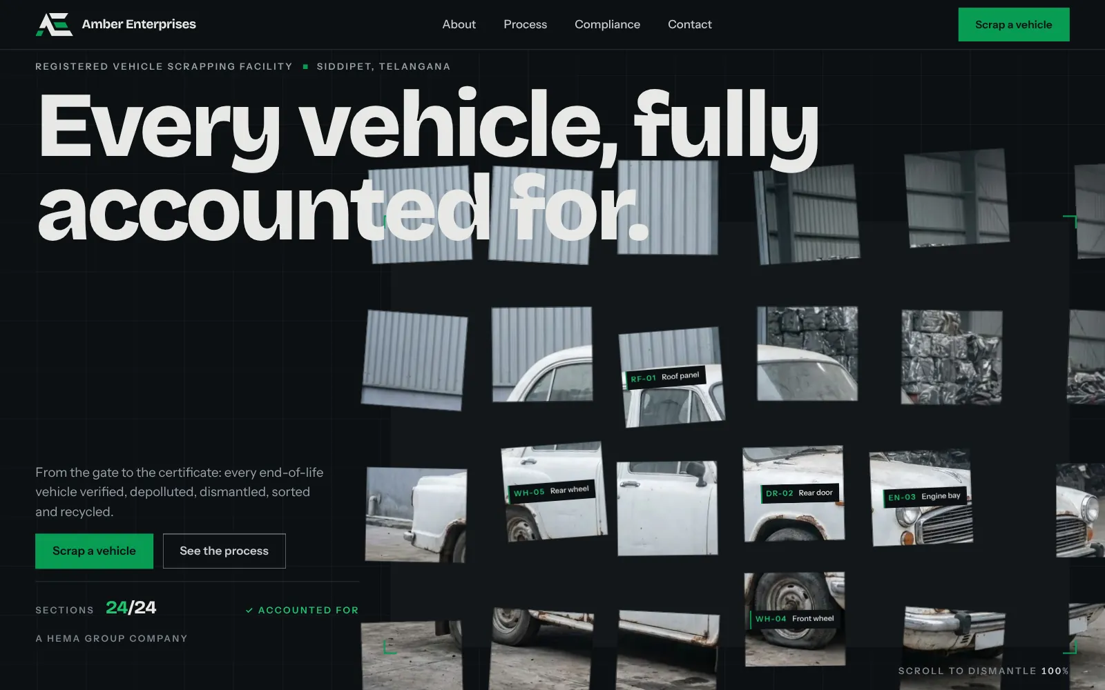 Amber Enterprises, website screen one