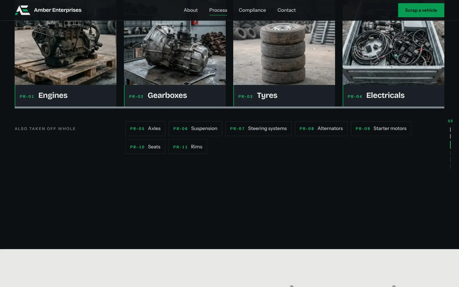 Amber Enterprises, website screen three