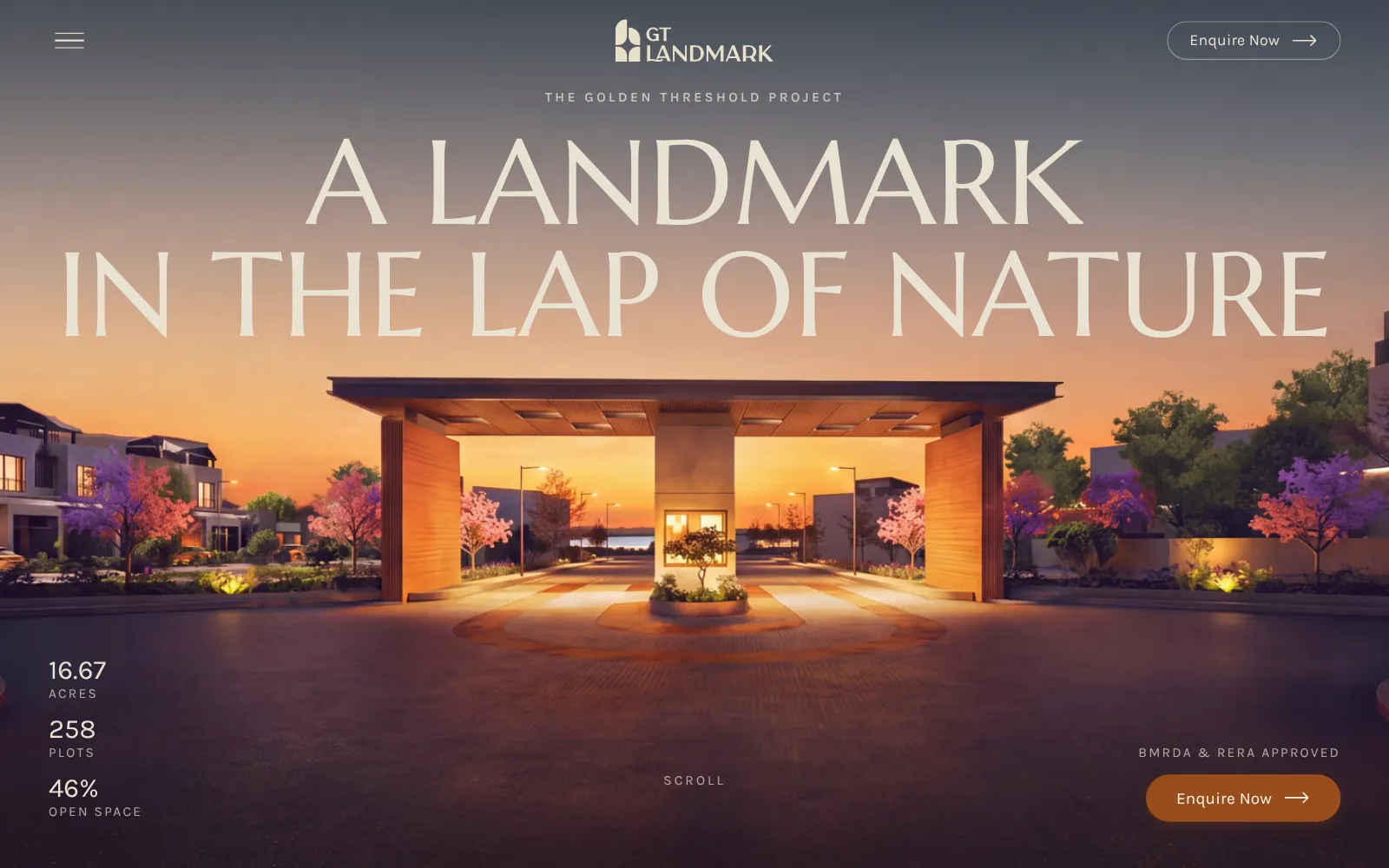 GT Landmark website, first screen
