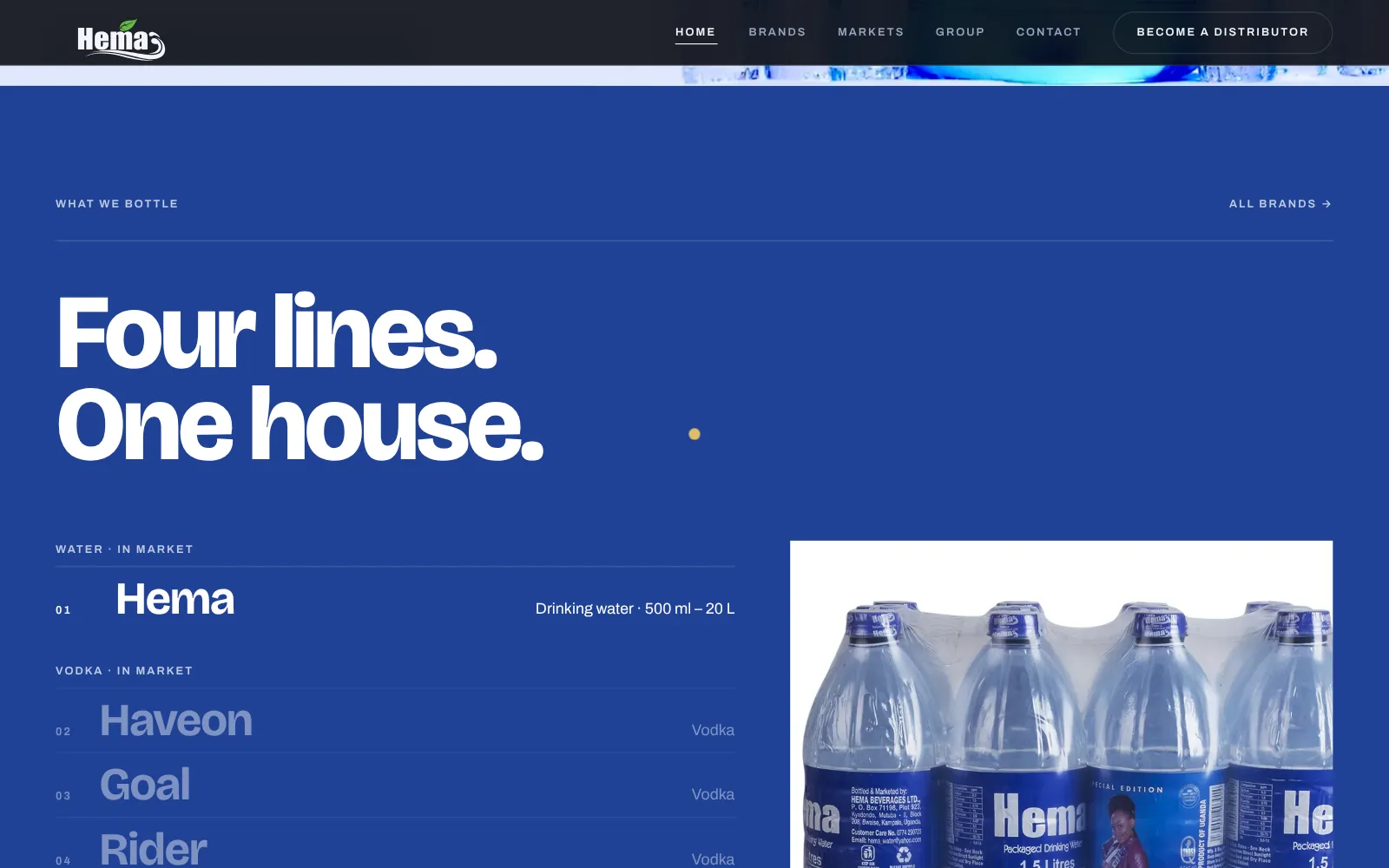 HEMA Beverages, website screen three