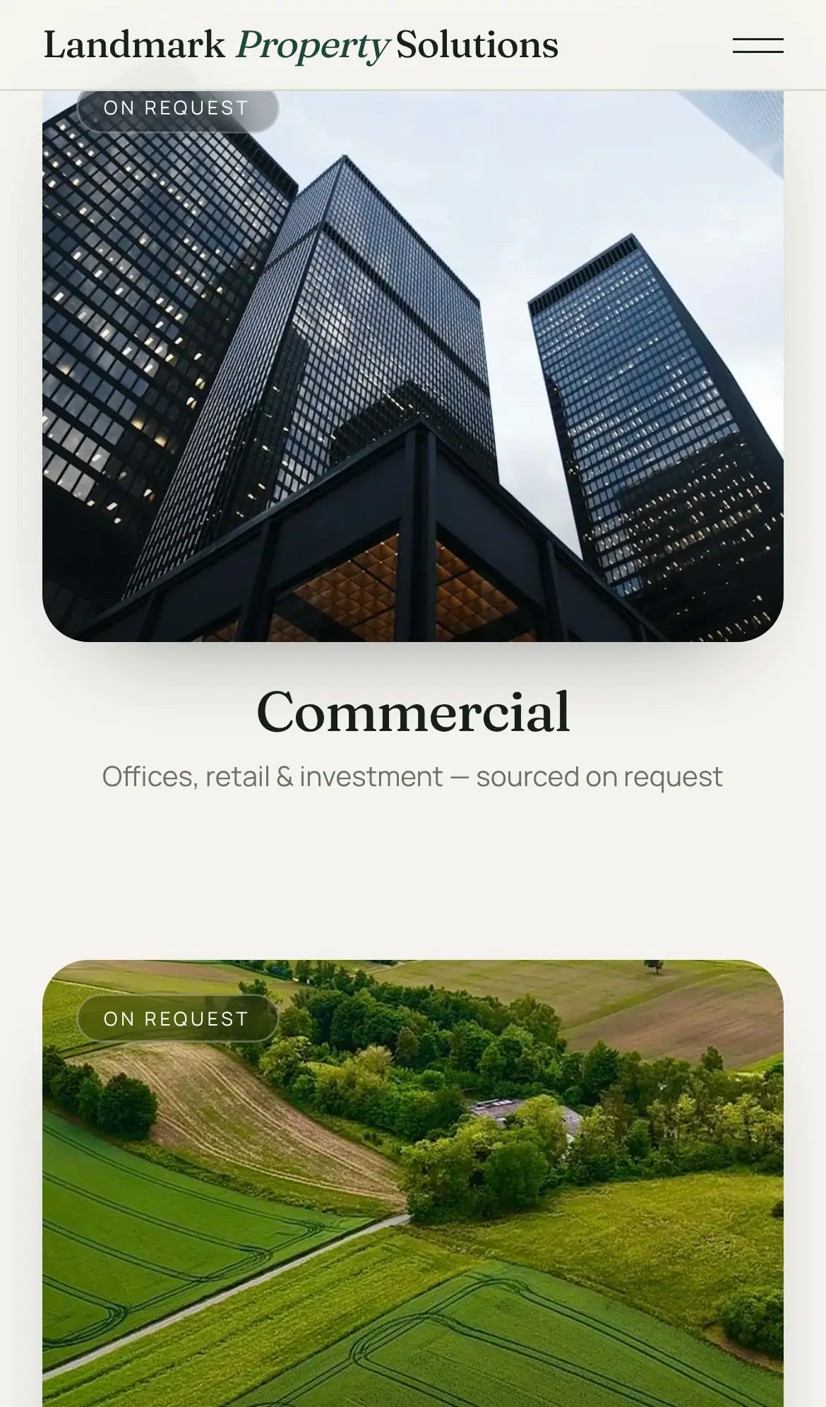 Landmark Property Solutions on a phone, screen two