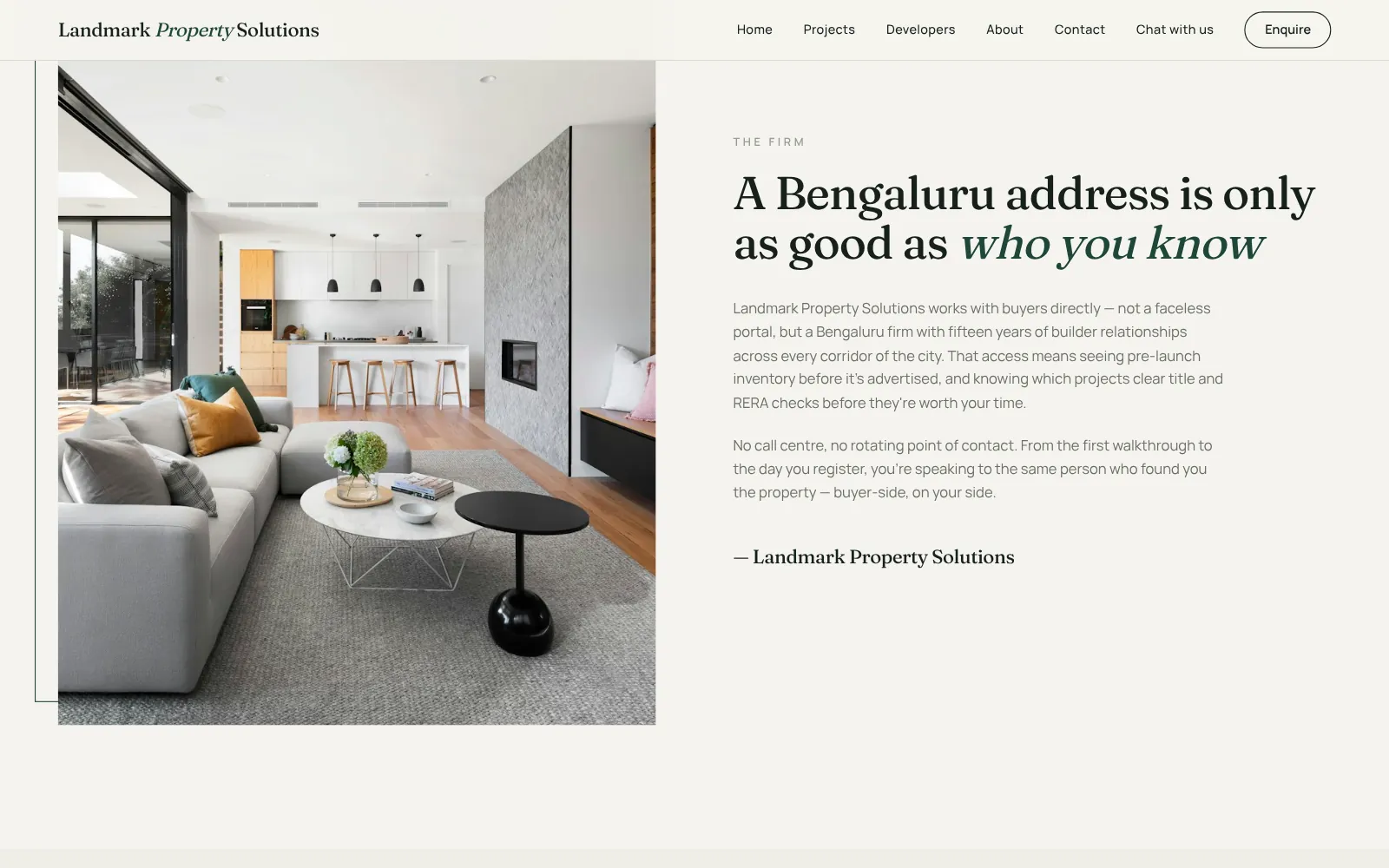 Landmark Property Solutions, website screen three