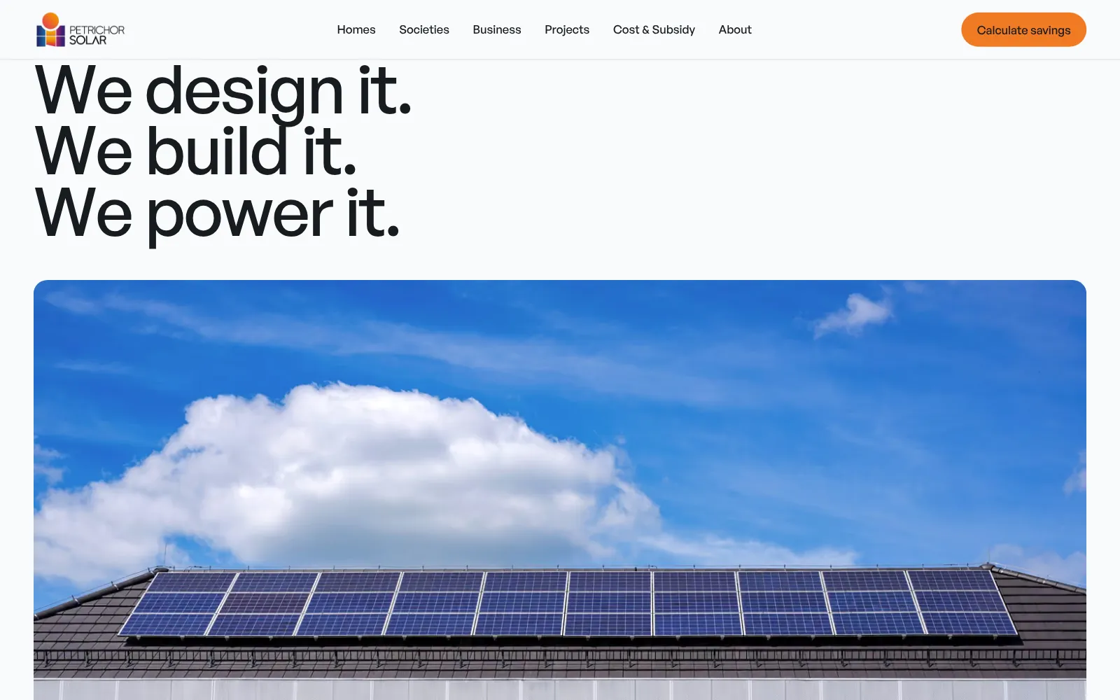 Petrichor Solar, website screen two