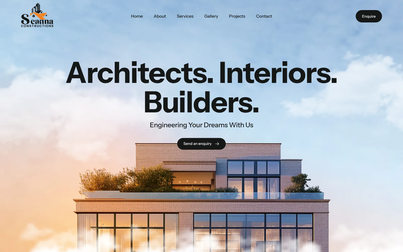 Seanna Constructions website, first screen