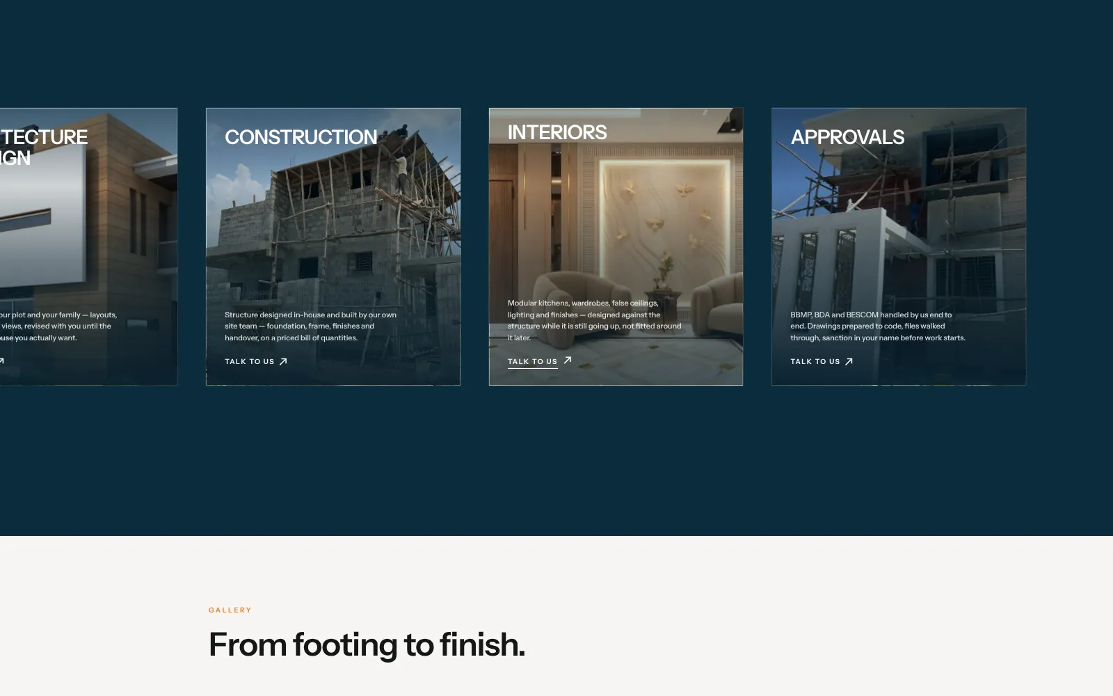 Seanna Constructions, website screen one