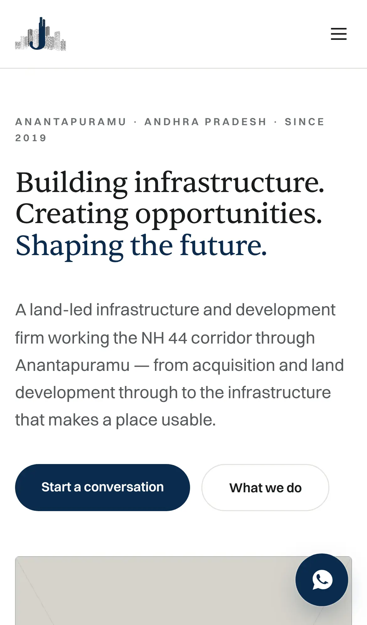 Shri Jyothiraadhitya Infra on a phone, screen one