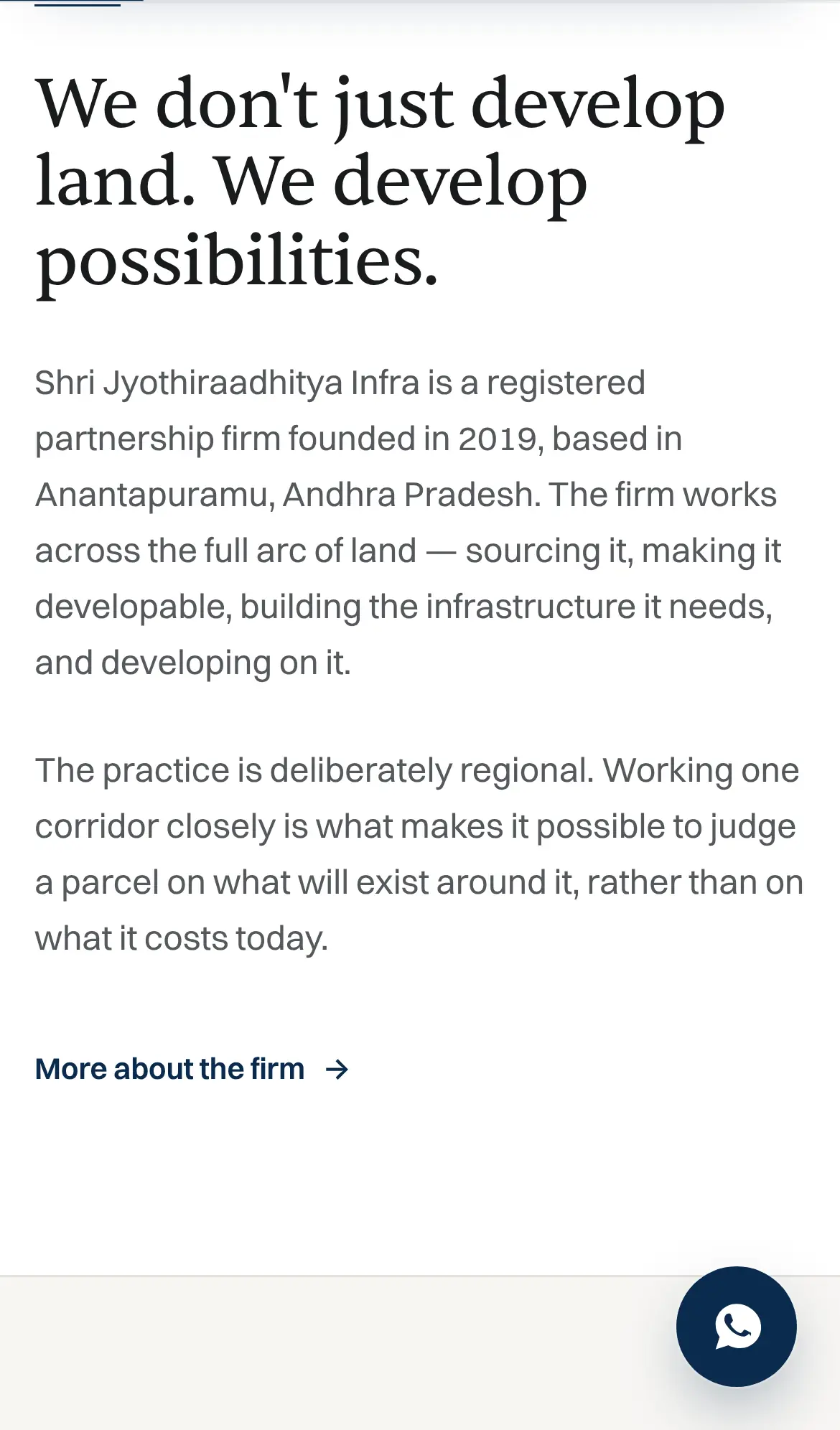Shri Jyothiraadhitya Infra on a phone, screen two