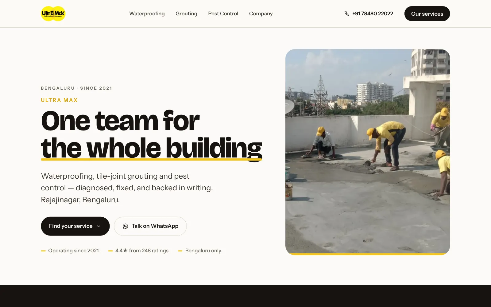Ultra Max India website, first screen