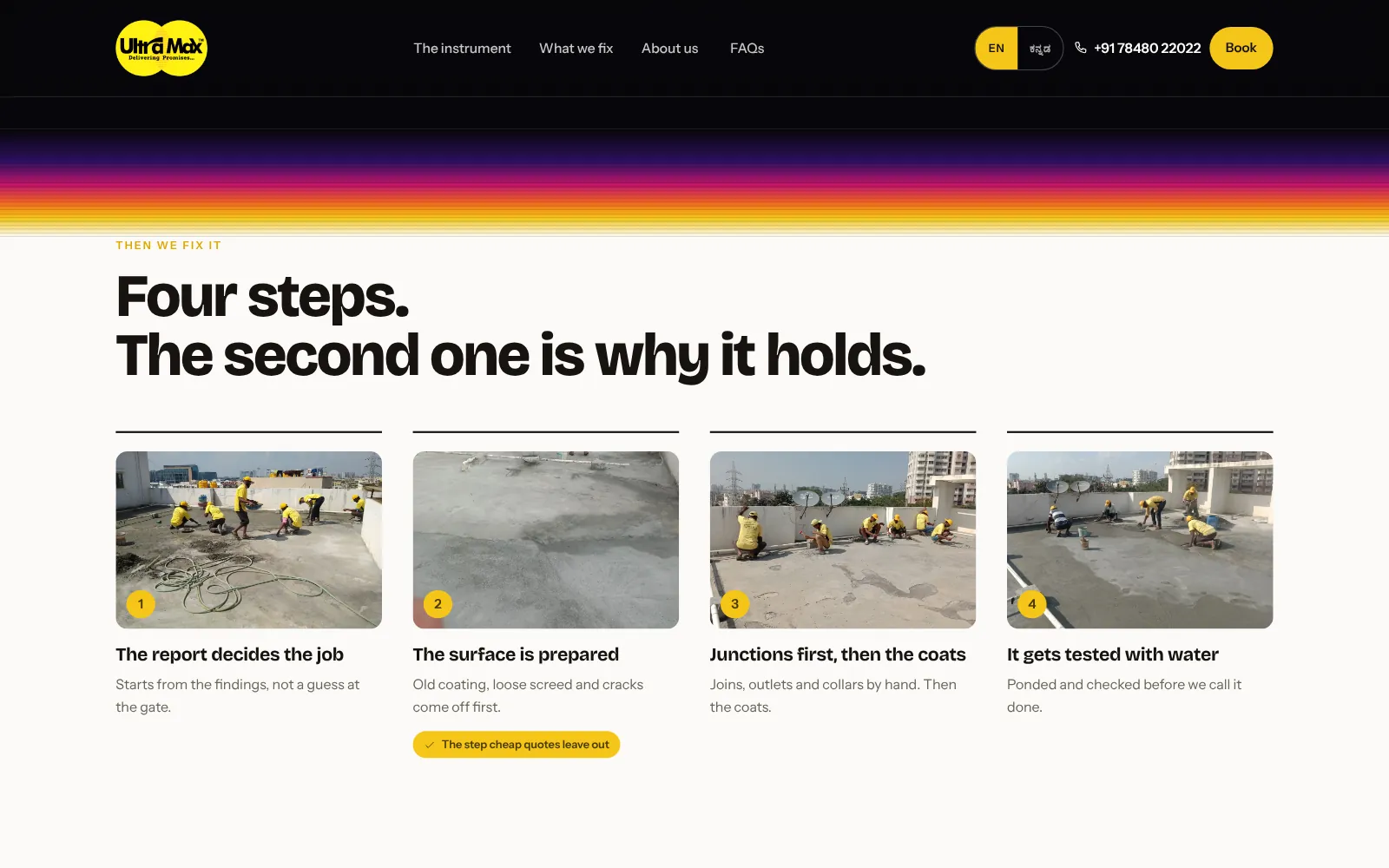 Ultra Max India, website screen three